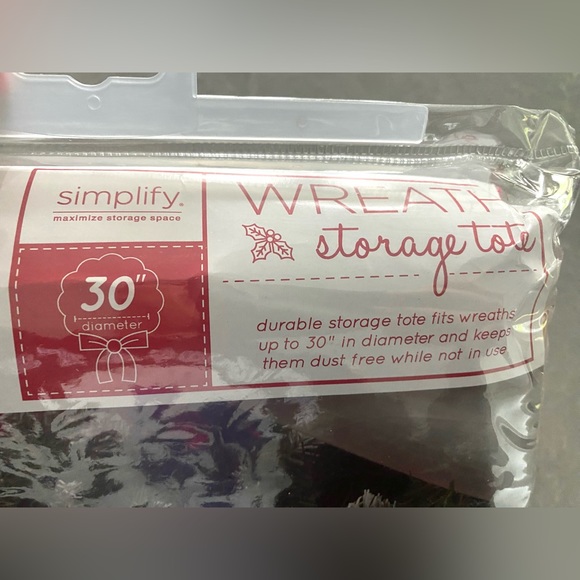 Simplify Holiday/ Christmas Set of Two 30 Inch Wreath Storage Totes- Red & Gold - Picture 6 of 14